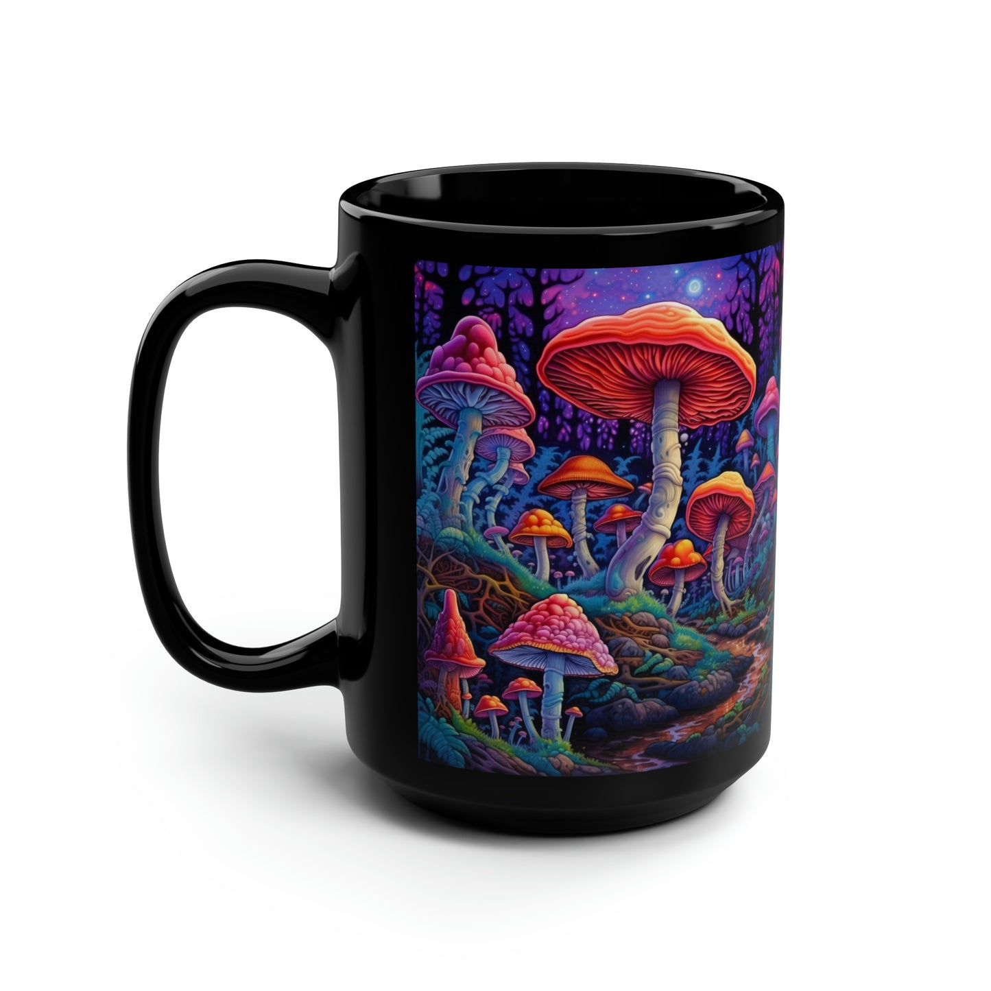 Mushroom Black Mug, 15oz