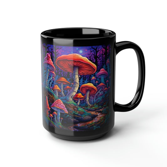 Mushroom Black Mug, 15oz