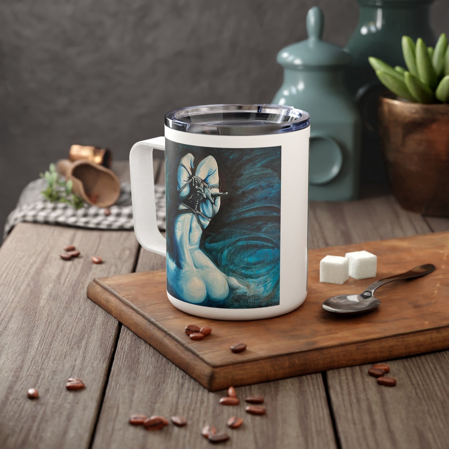 “Blue Muse” Insulated Coffee Mug, 10oz