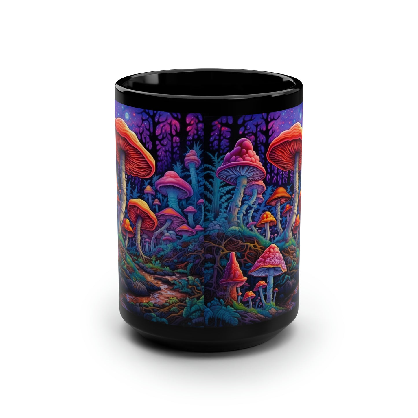 Mushroom Black Mug, 15oz