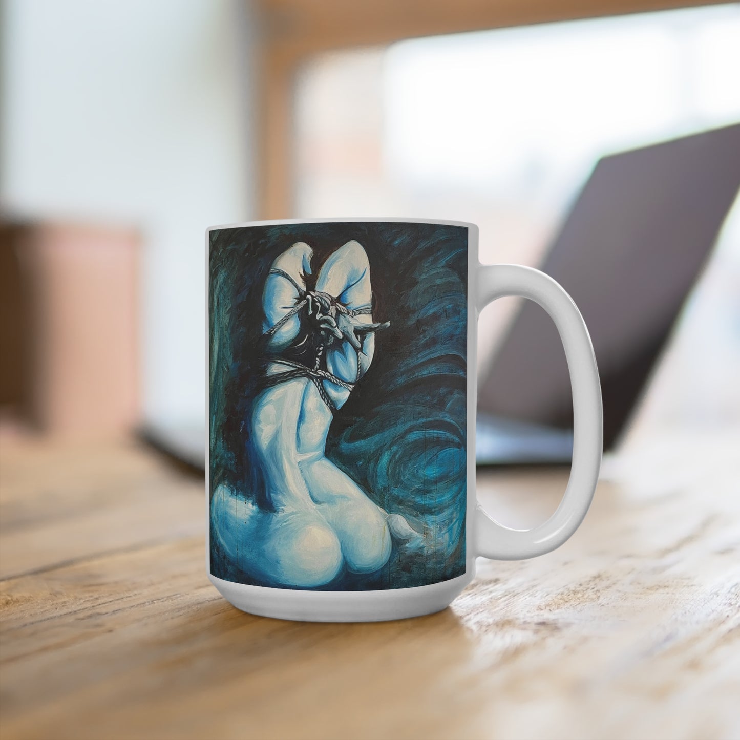 “Blue Muse” White Mug 15oz