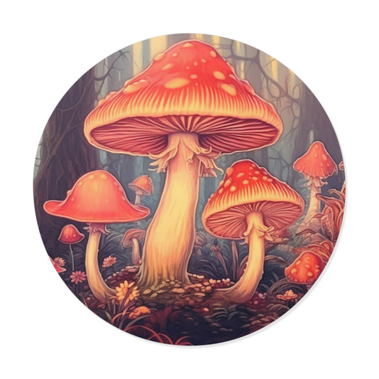 Round Mushroom Vinyl Stickers