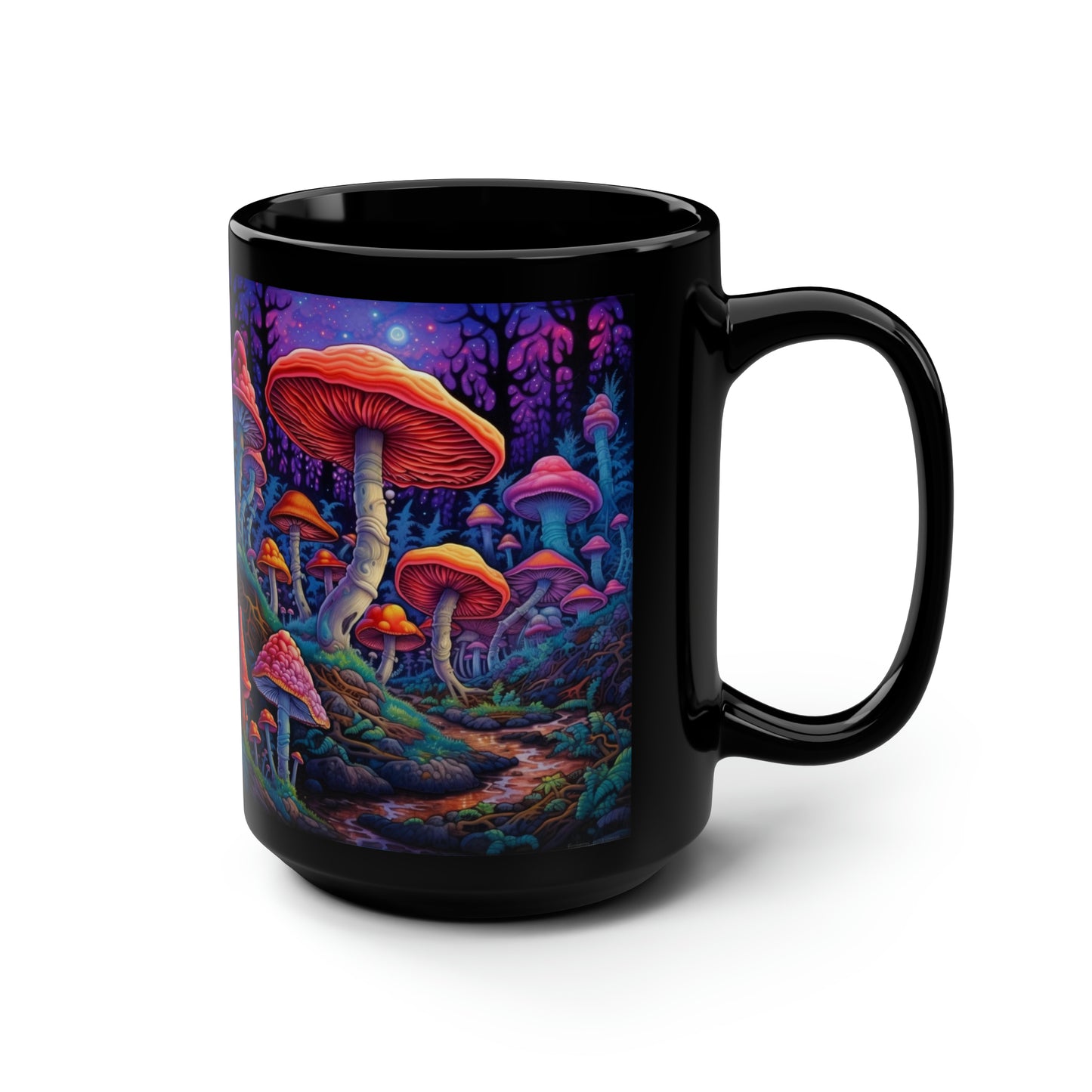 Mushroom Black Mug, 15oz