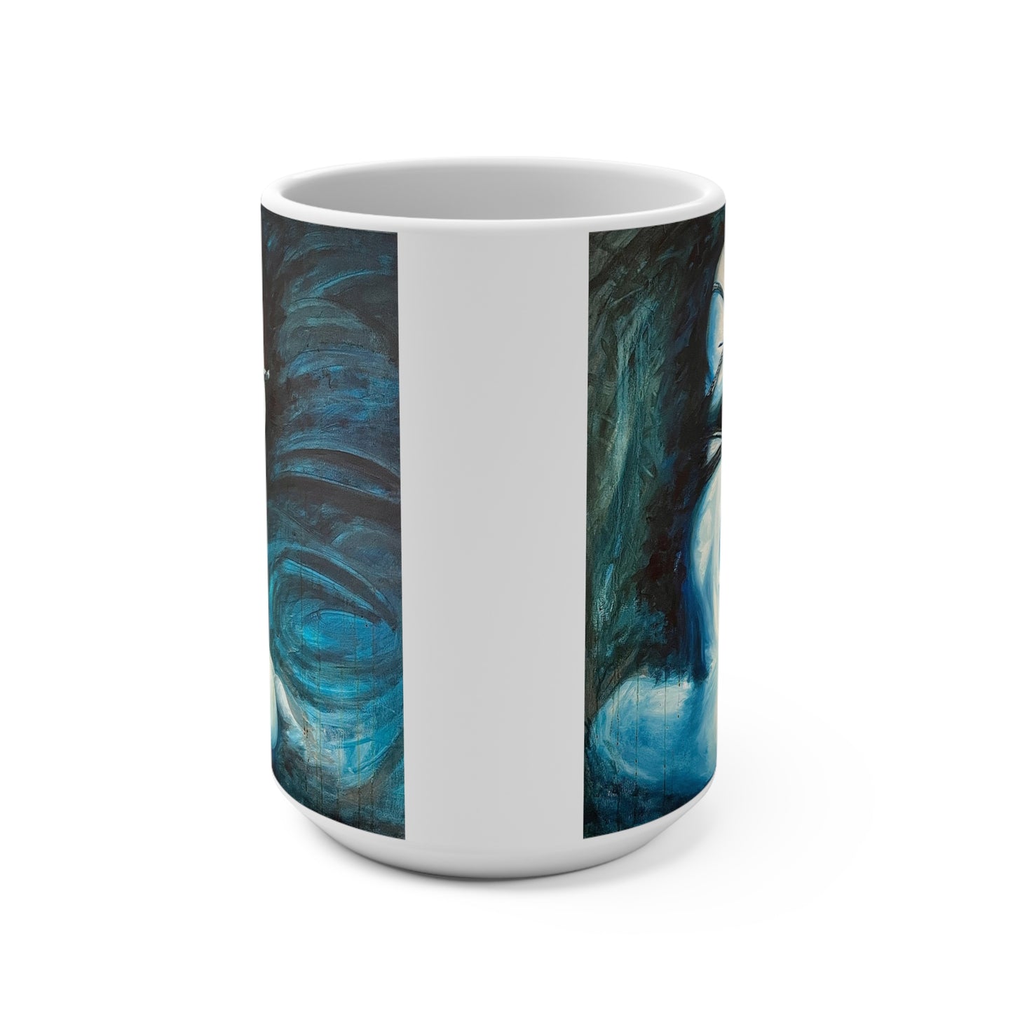 “Blue Muse” White Mug 15oz