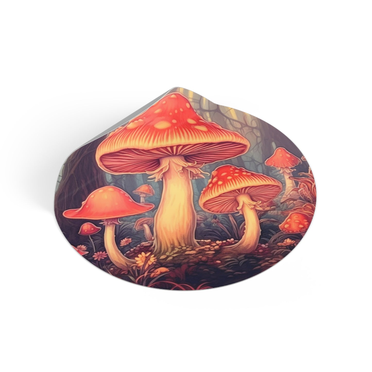 Round Mushroom Vinyl Stickers