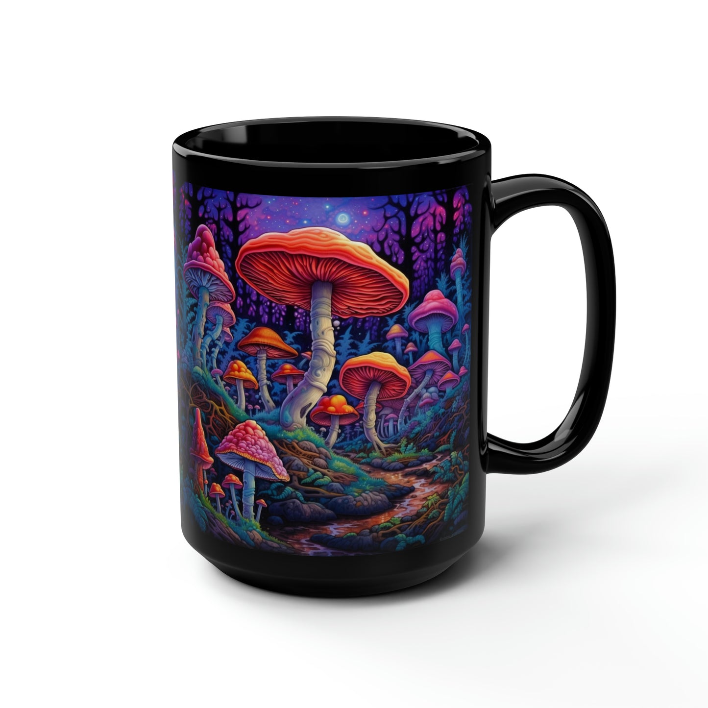 Mushroom Black Mug, 15oz