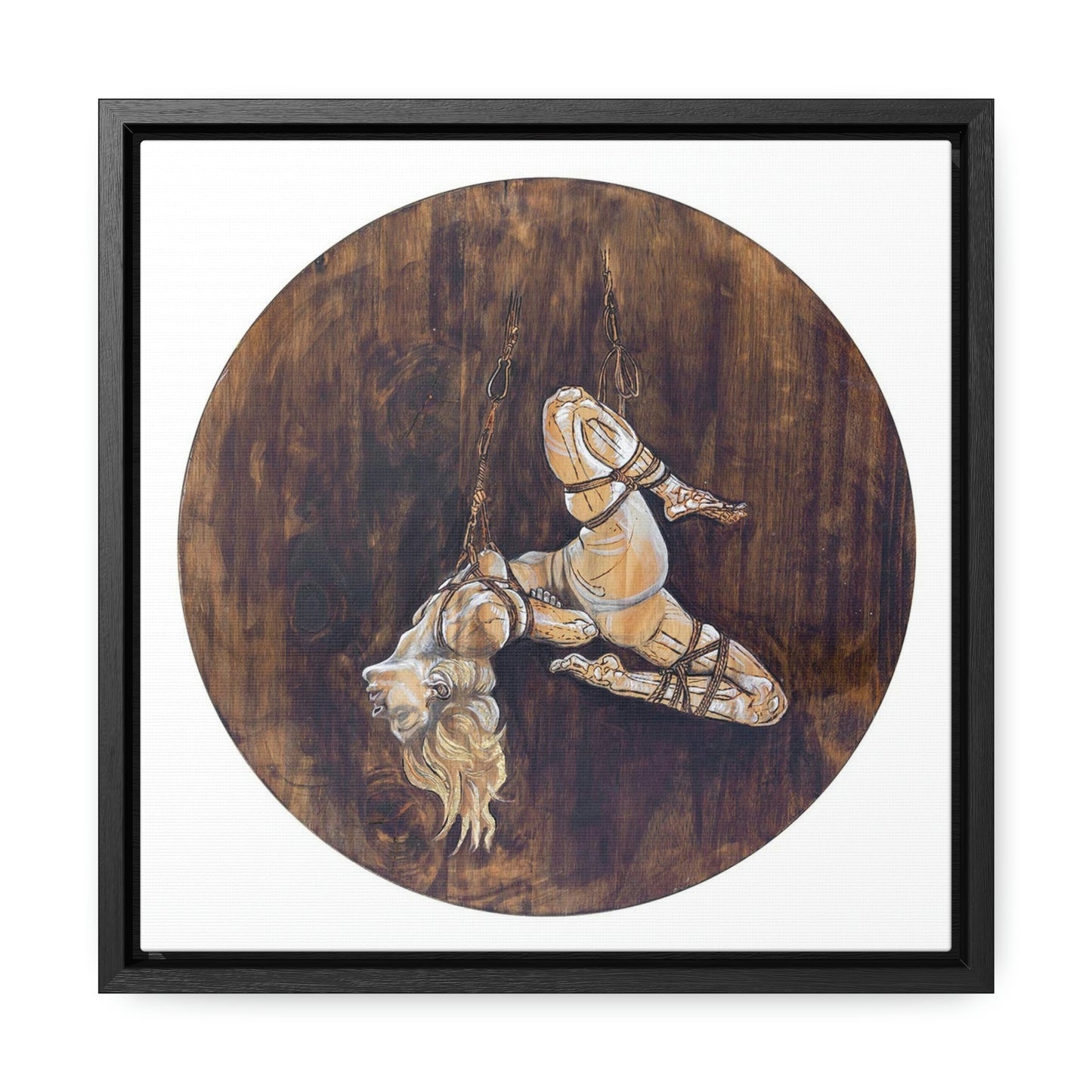 "Suspense" Bondage Wood Burning (Gallery Canvas Wraps, Square Frame)