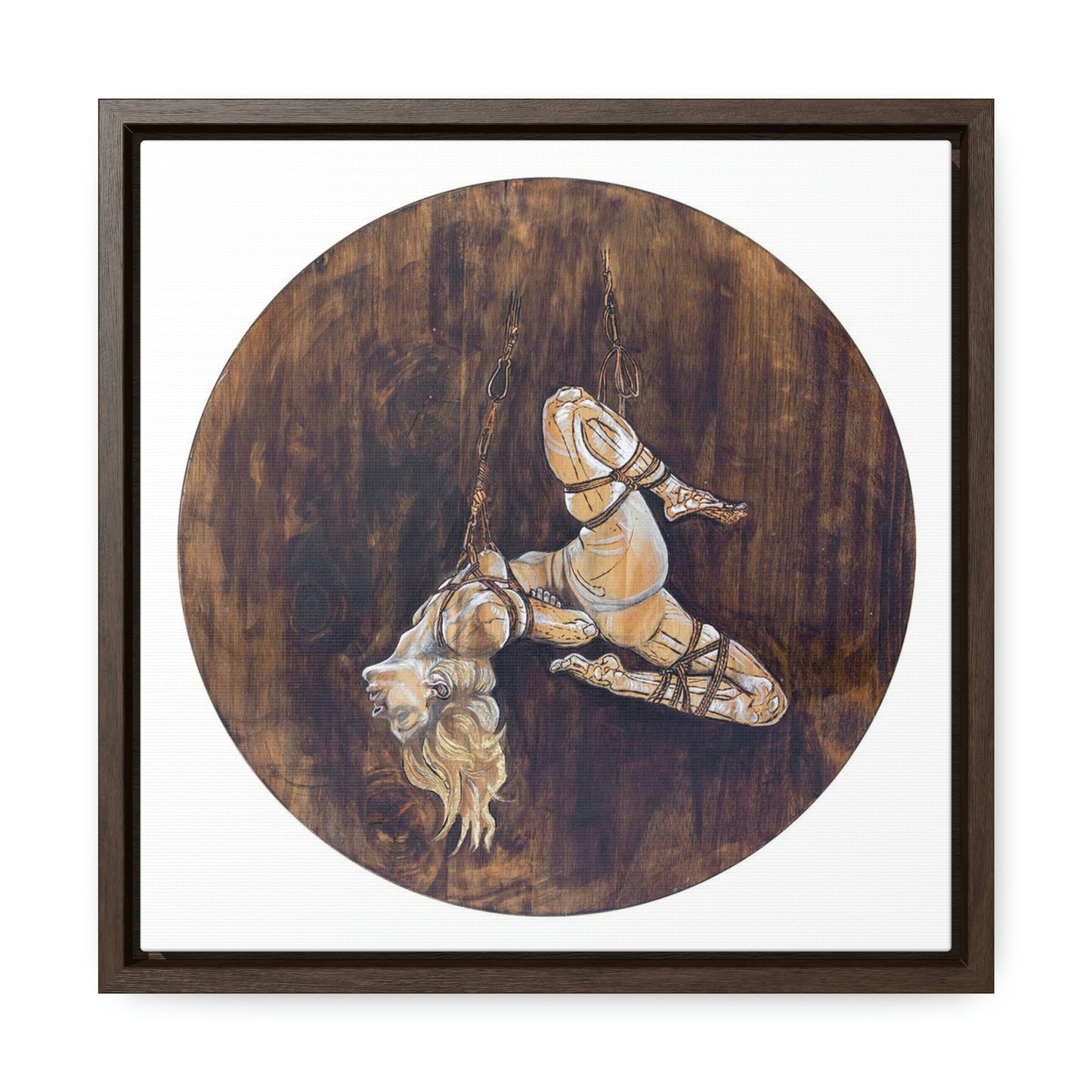 "Suspense" Bondage Wood Burning (Gallery Canvas Wraps, Square Frame)