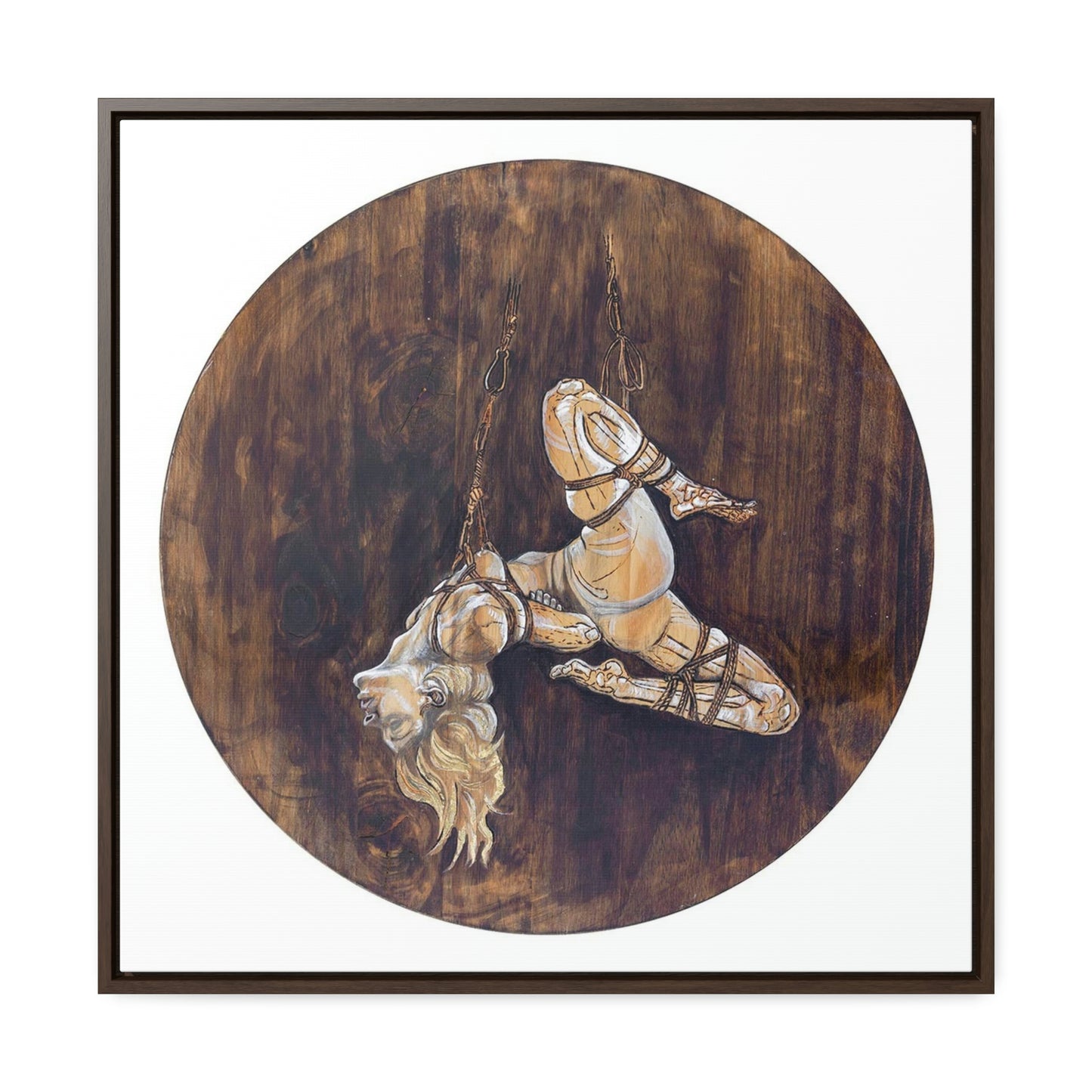 "Suspense" Bondage Wood Burning (Gallery Canvas Wraps, Square Frame)